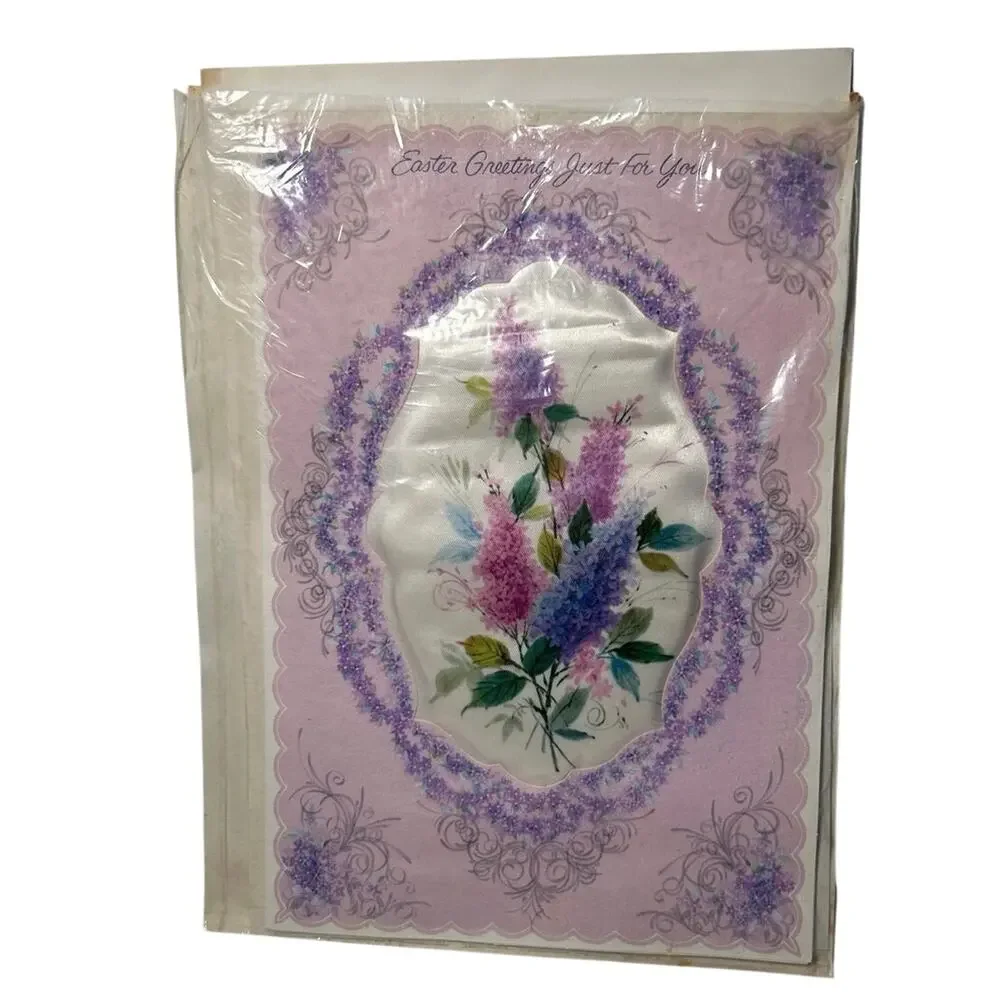 Vtg 1950’s American Greetings lilac Framed 3D Easter Card, NOS, USA